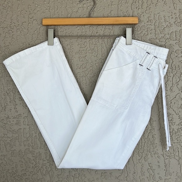 Le Tigre Pants - Le Tigre White Straight Leg Pants Drawstring Zip Fly Size 3